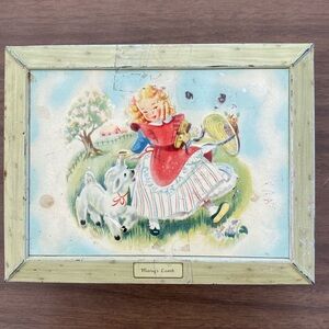 1946 Vintage Mary Had a Little Lamb Tin Box. Made in England. Nursery Rhymes